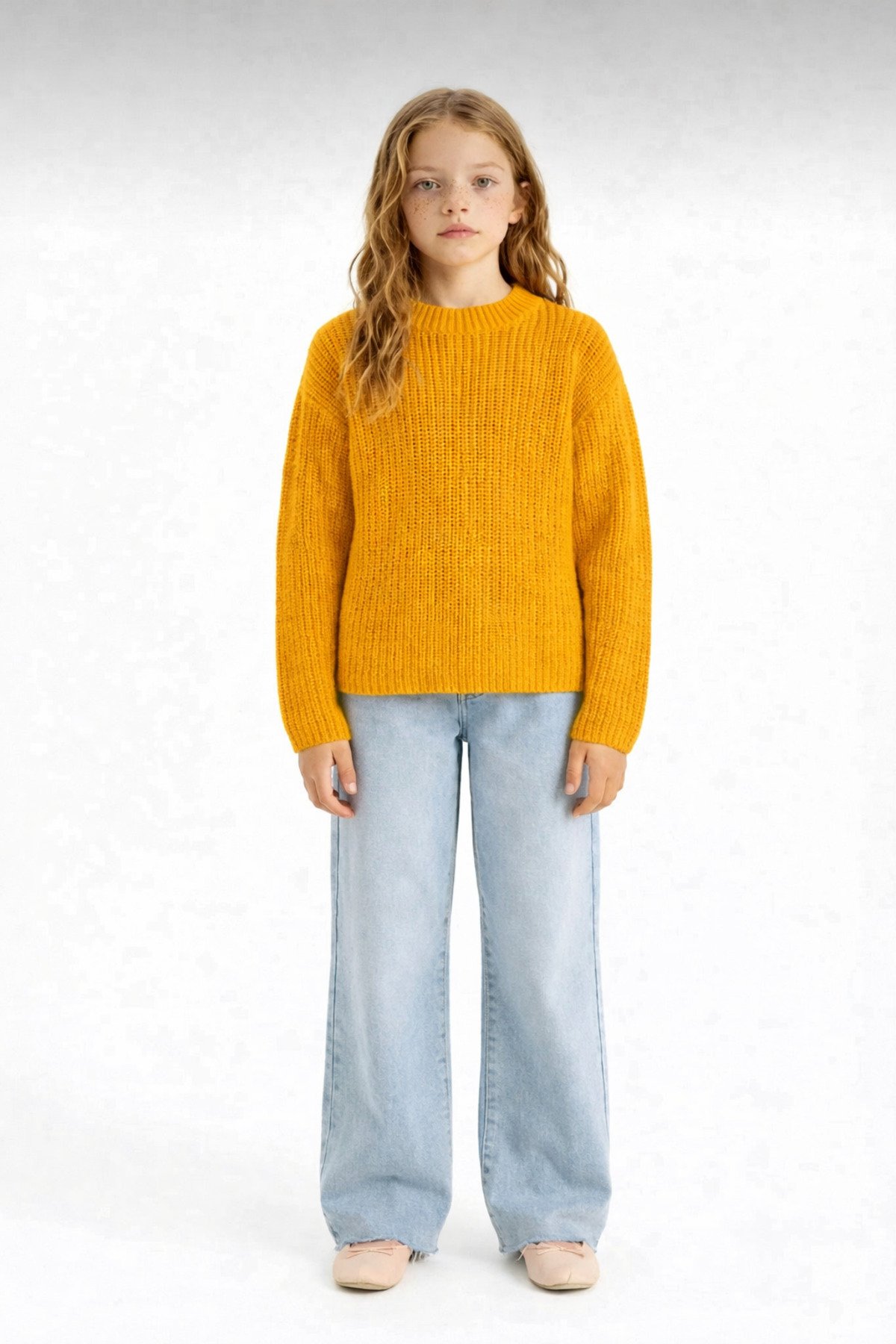 Unisex Çocuk Triko Bisiklet Yaka Selanik Örgü Kazak - 8