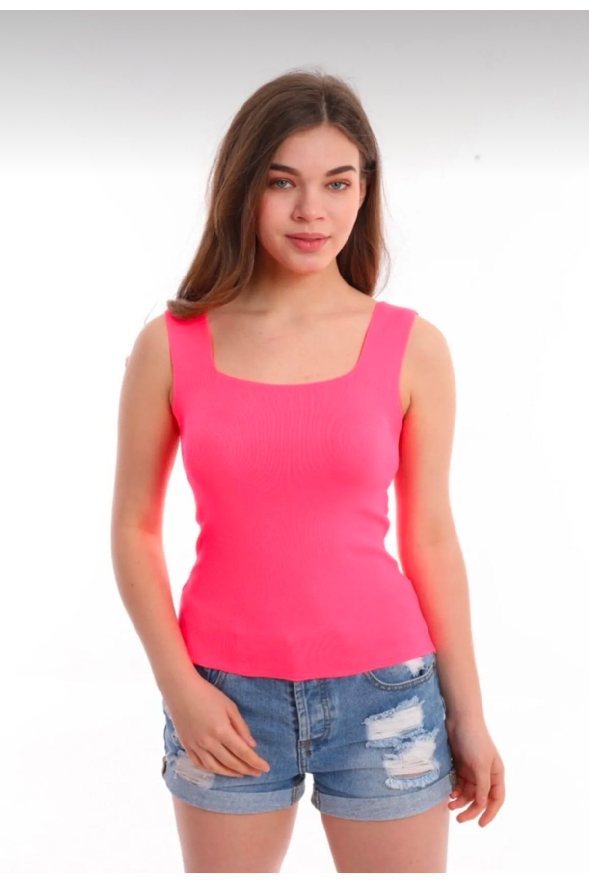 Kadın Triko Kare Yaka Atlet Bluz 00902734 Ls - 2