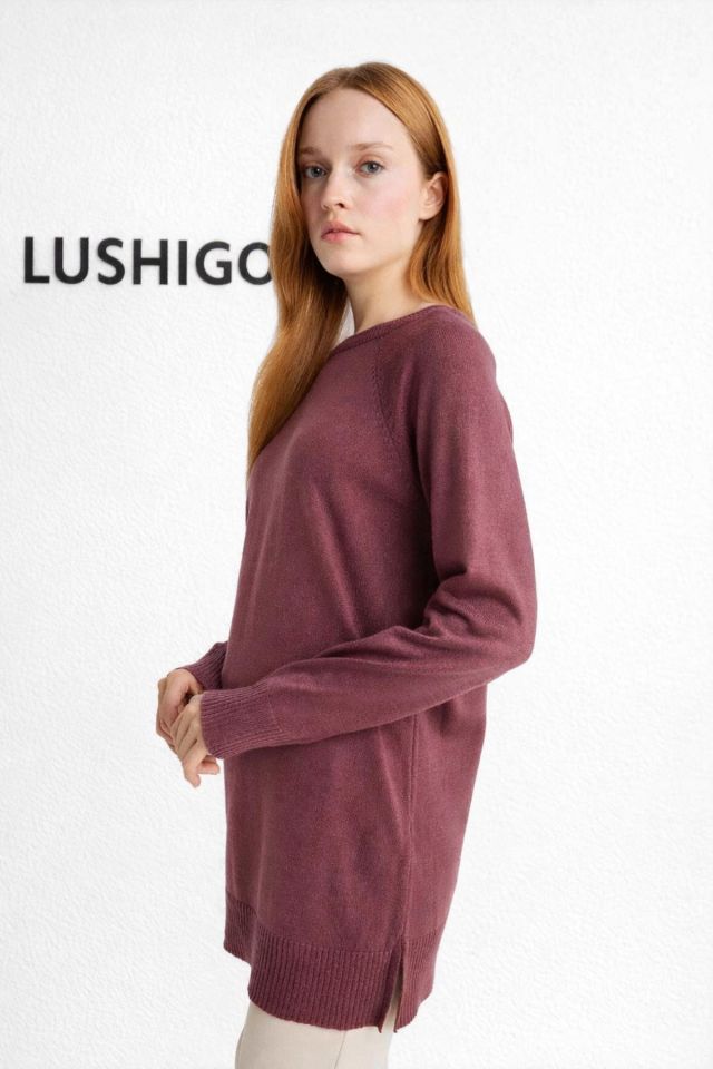 Regular Fit Basic Yırtmaç detaylı Tunik Kazak