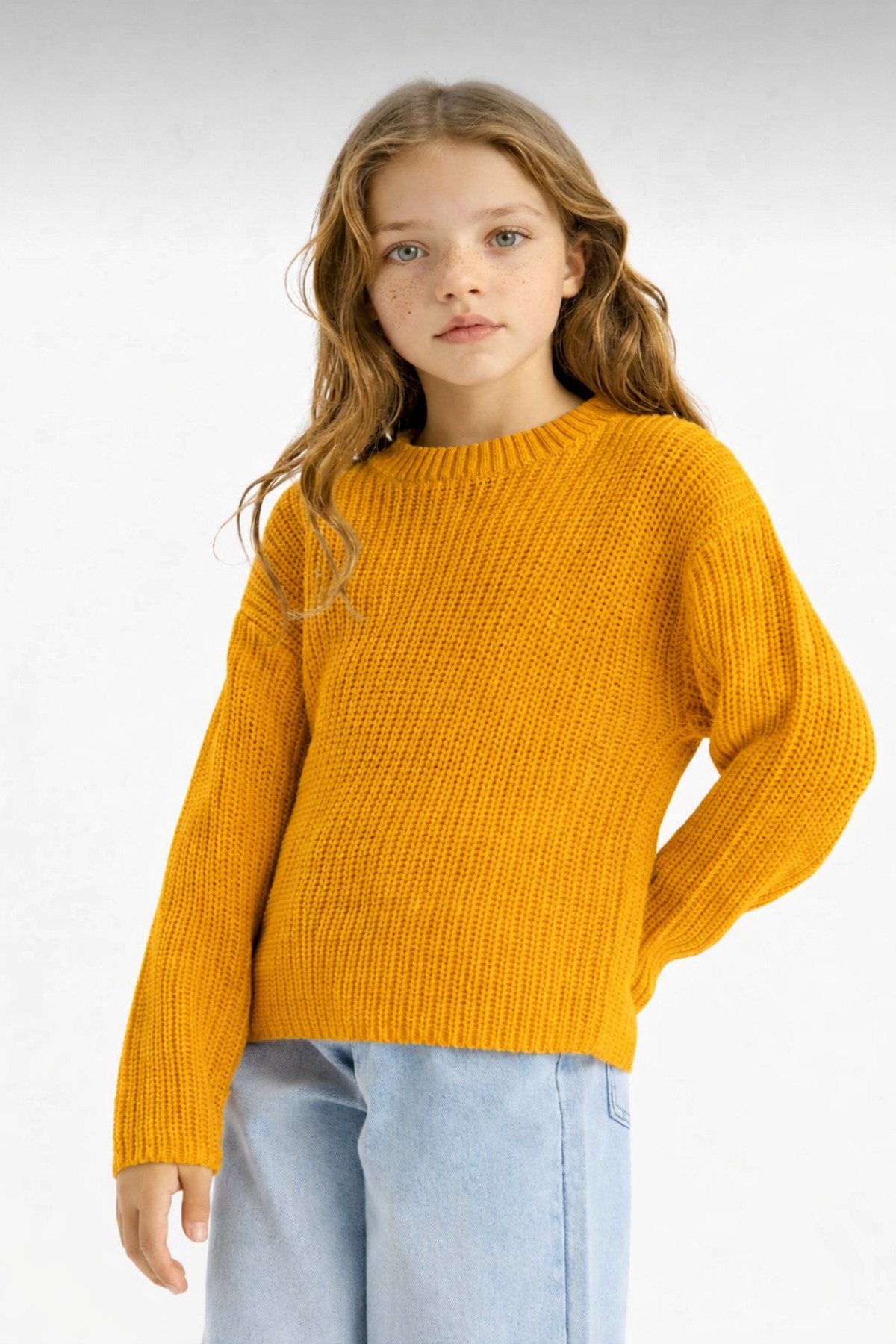 Unisex Çocuk Triko Bisiklet Yaka Selanik Örgü Kazak - 6