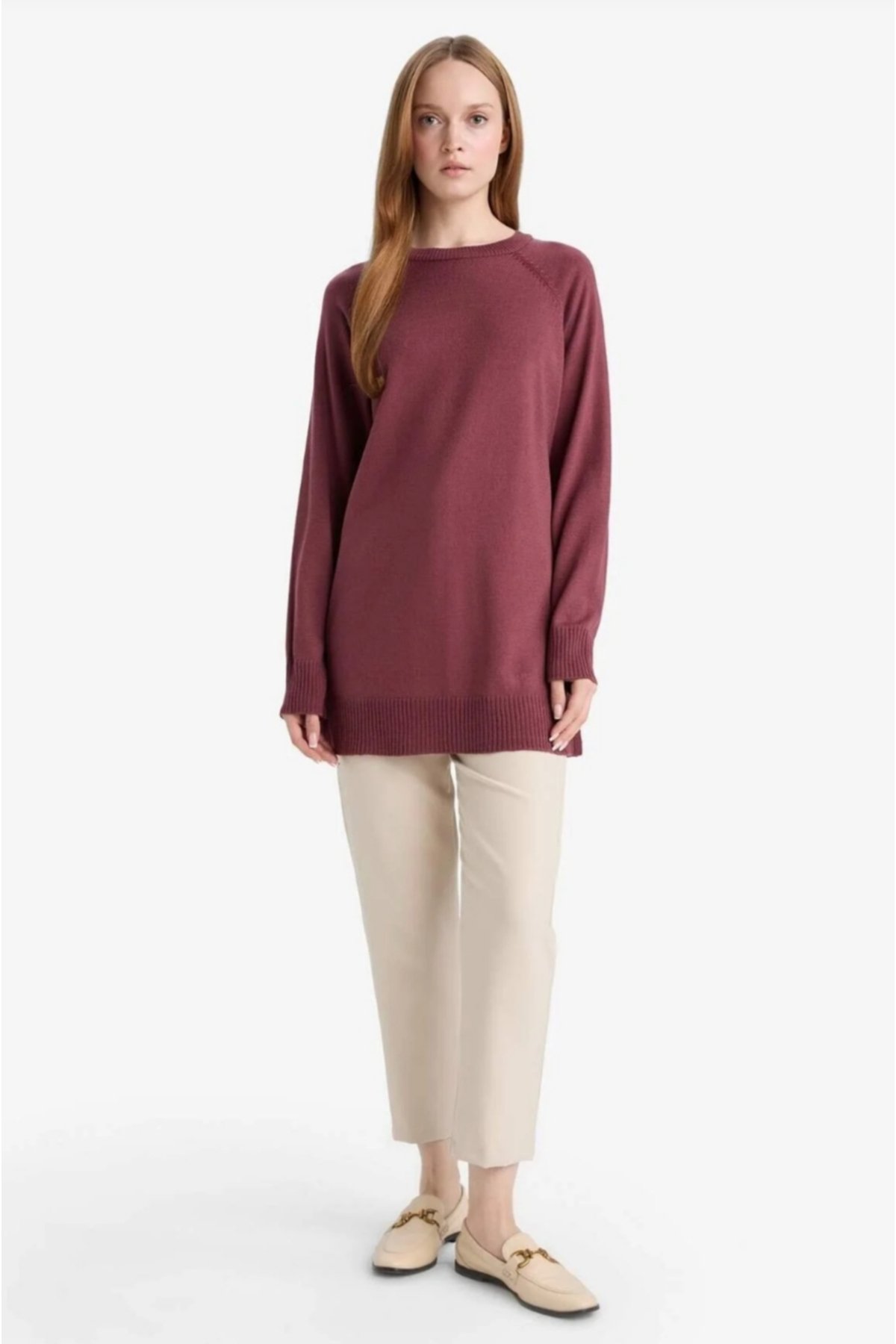 Regular Fit Basic Yırtmaç detaylı Tunik Kazak - 3