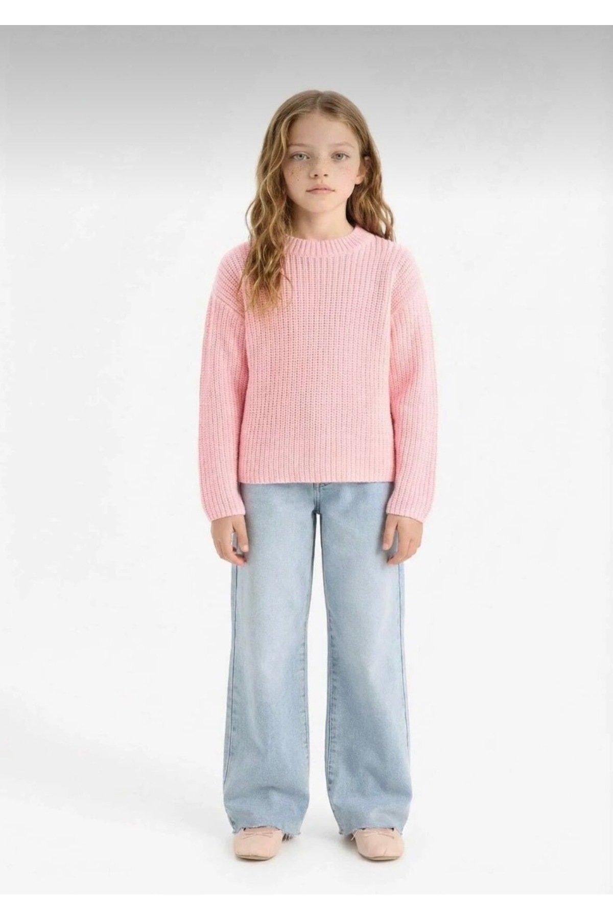 Unisex Çocuk Triko Bisiklet Yaka Selanik Örgü Kazak - 3