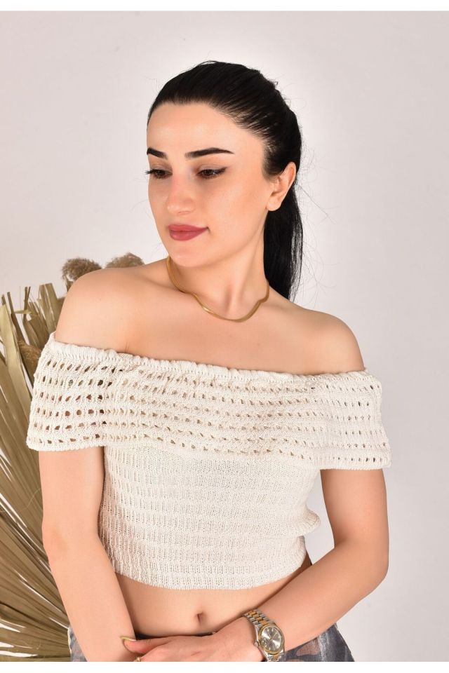 Yazlık Madonna yaka taşlı krop