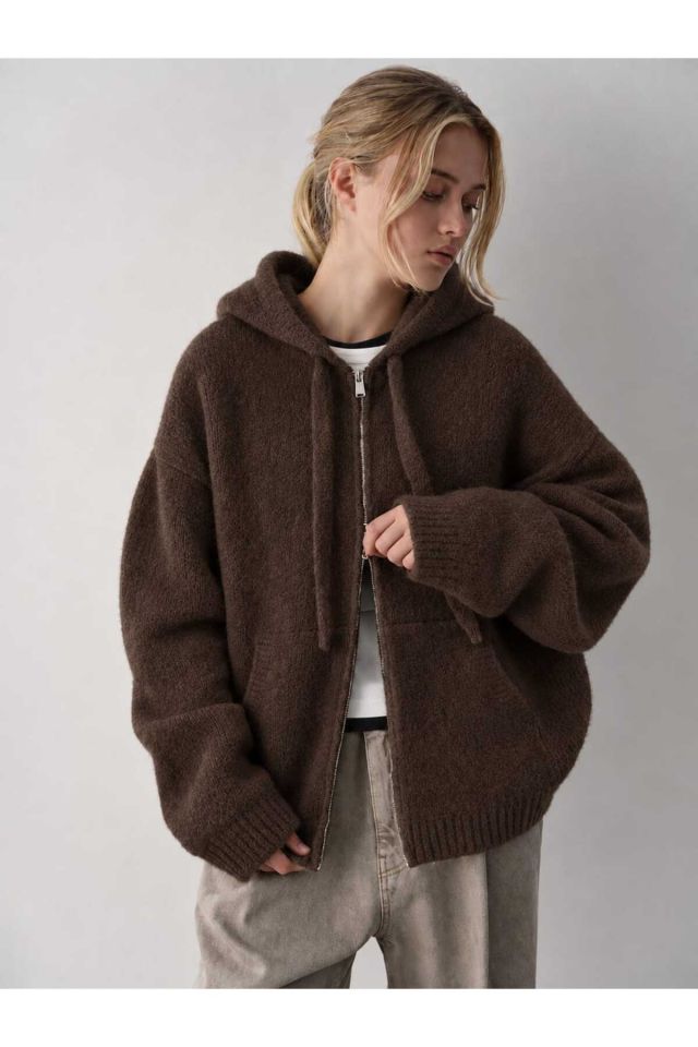 Kadın Kapüşonlu Fermuarlı Triko Hırka SOFT HOODIE CARDIGAN