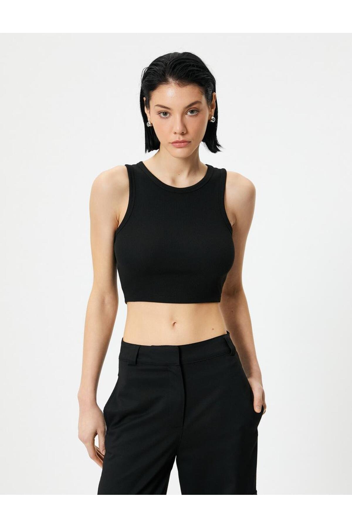 Halter Yaka Kadın Cool Basic Beyaz Atlet 00027 - 7