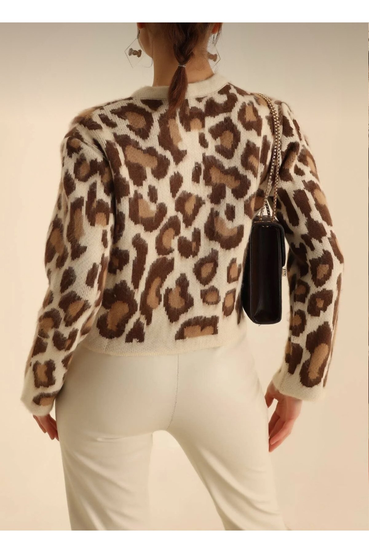 Leopar Desenli Kısa Sakallı Hırka - 6