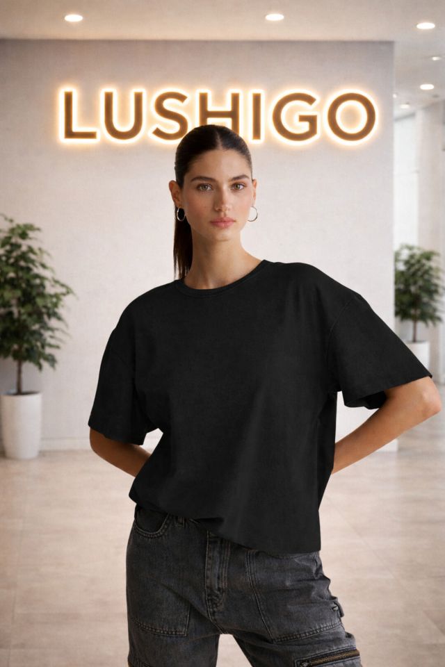 Jemmy Kadın %100 Organik Pamuk Relaxed Fit Yırtmaçlı Yuvarlak Yaka T-shirt Lussi Bissiklet Yaka