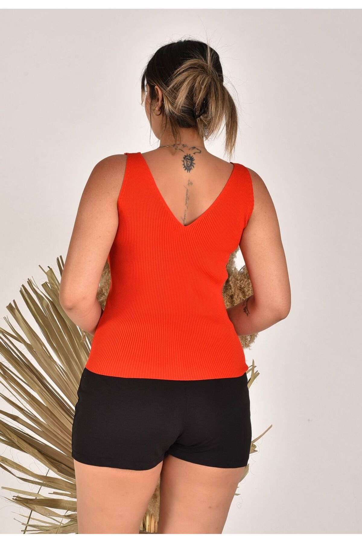 Kadın fitilli v yaka basic atlet - 5
