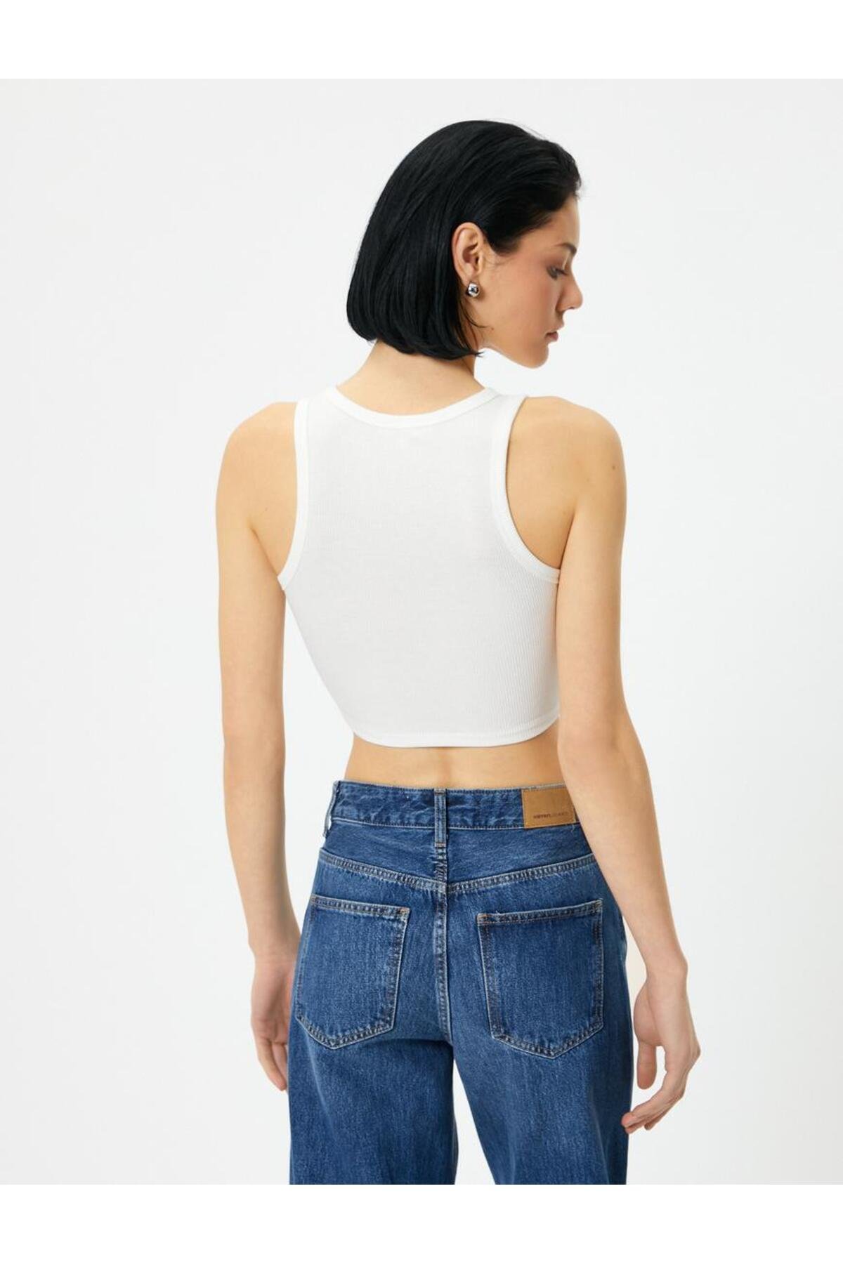 Halter Yaka Kadın Cool Basic Beyaz Atlet 00027 - 3