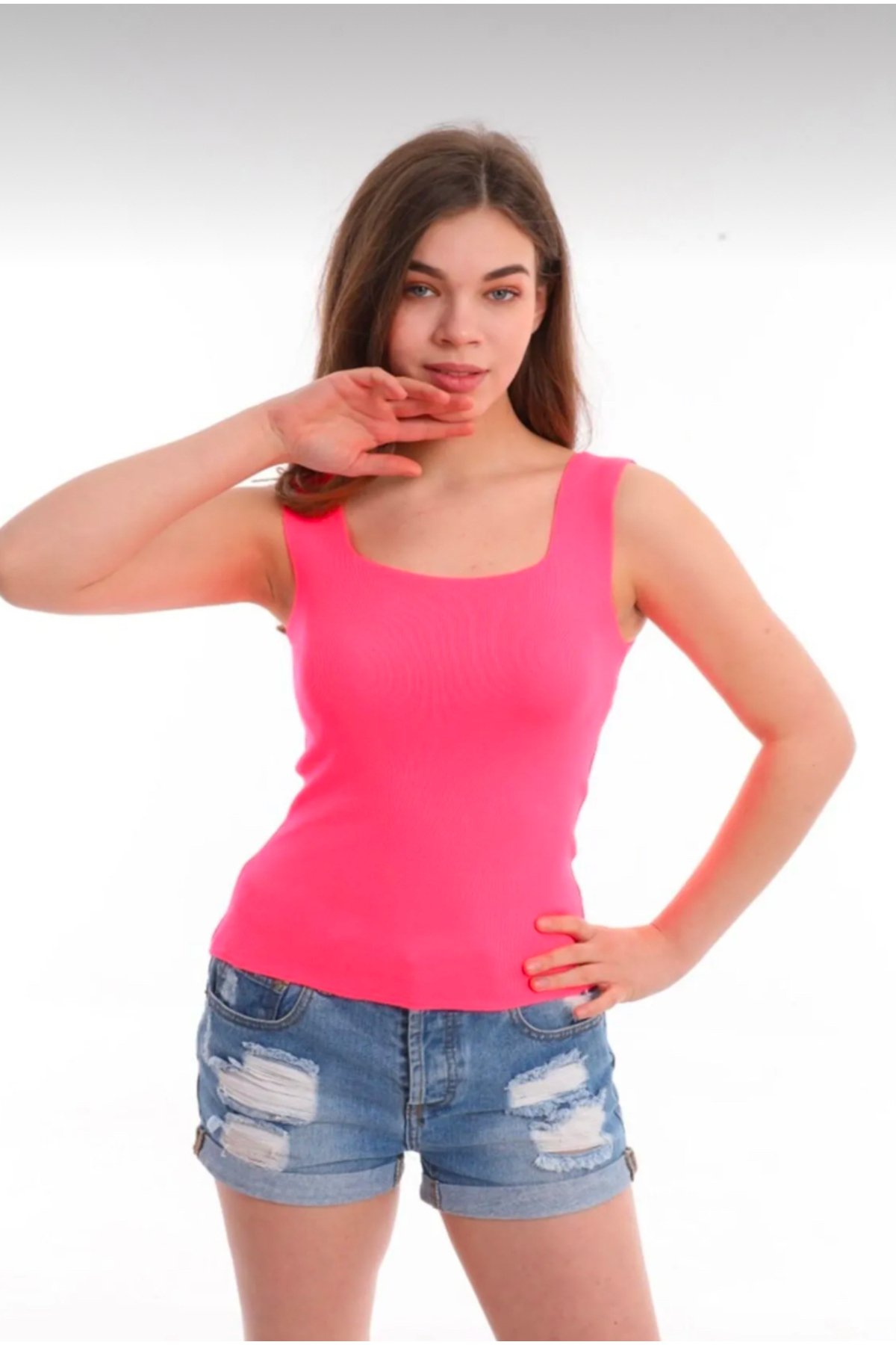 Kadın Triko Kare Yaka Atlet Bluz 00902734 Ls - 3