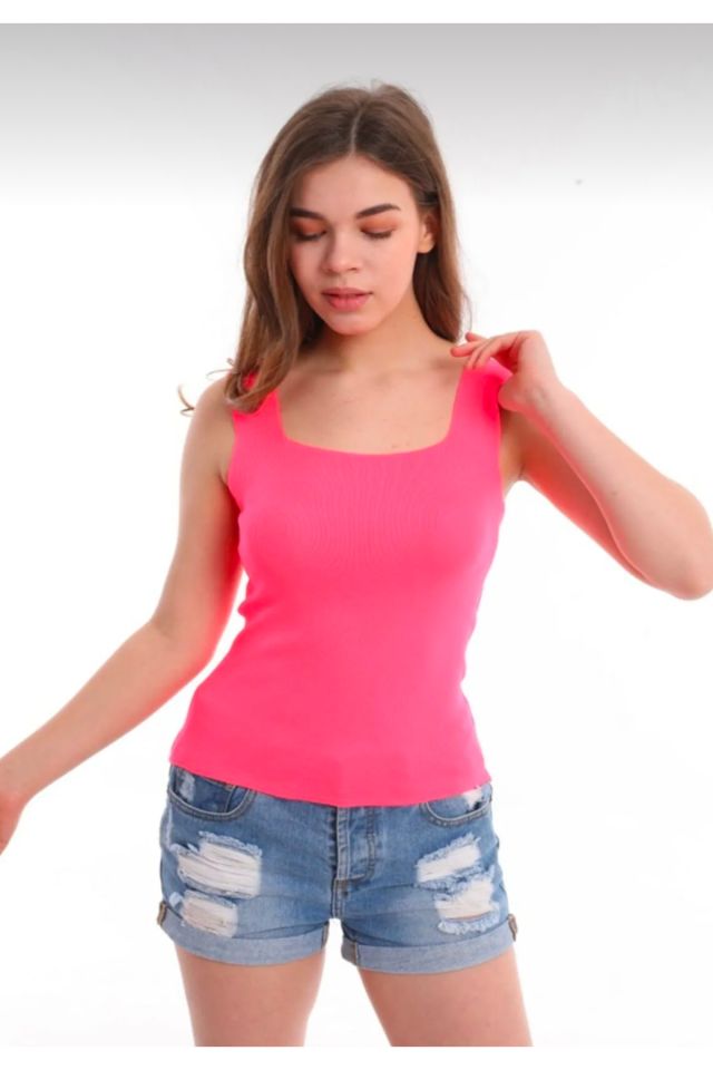 Kadın Triko Kare Yaka Atlet Bluz 00902734 Ls