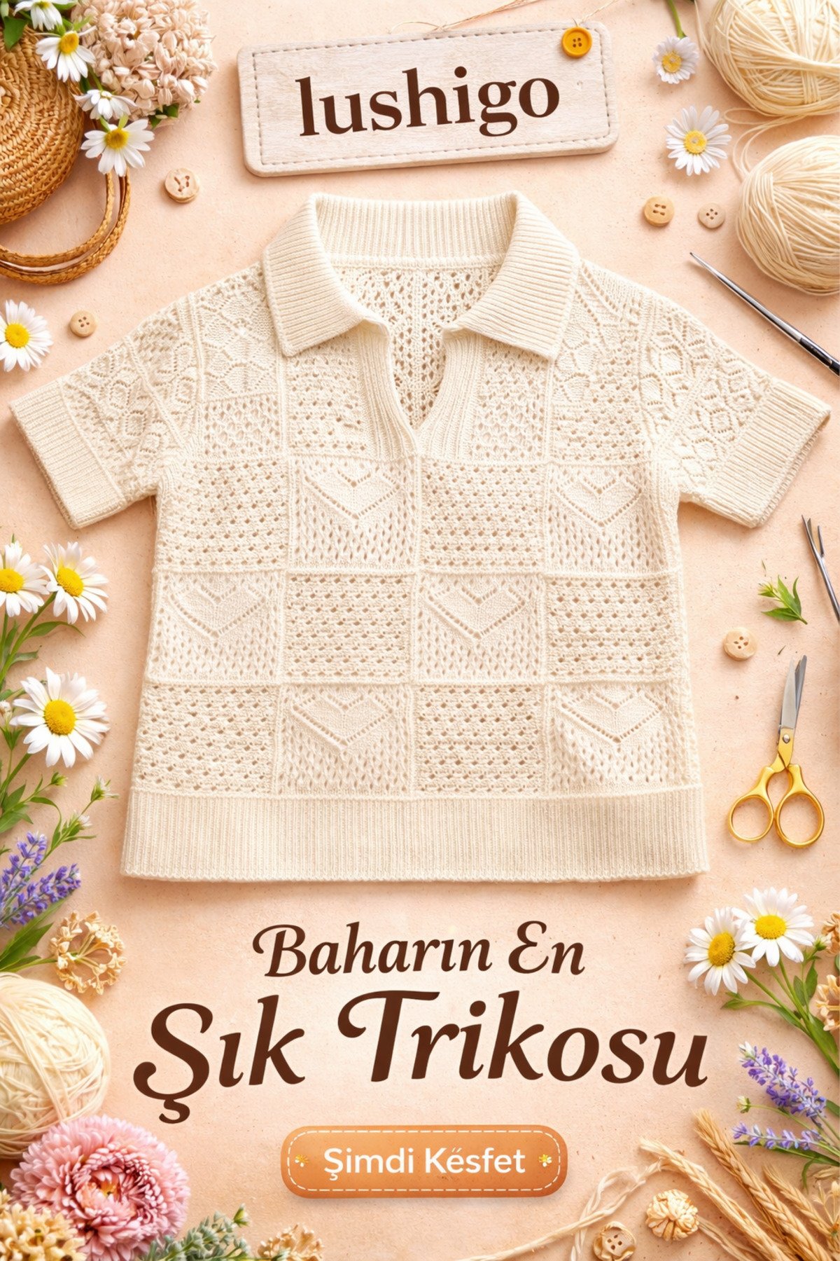 Kadın triko Polo yaka t-shirt 3388 - 1