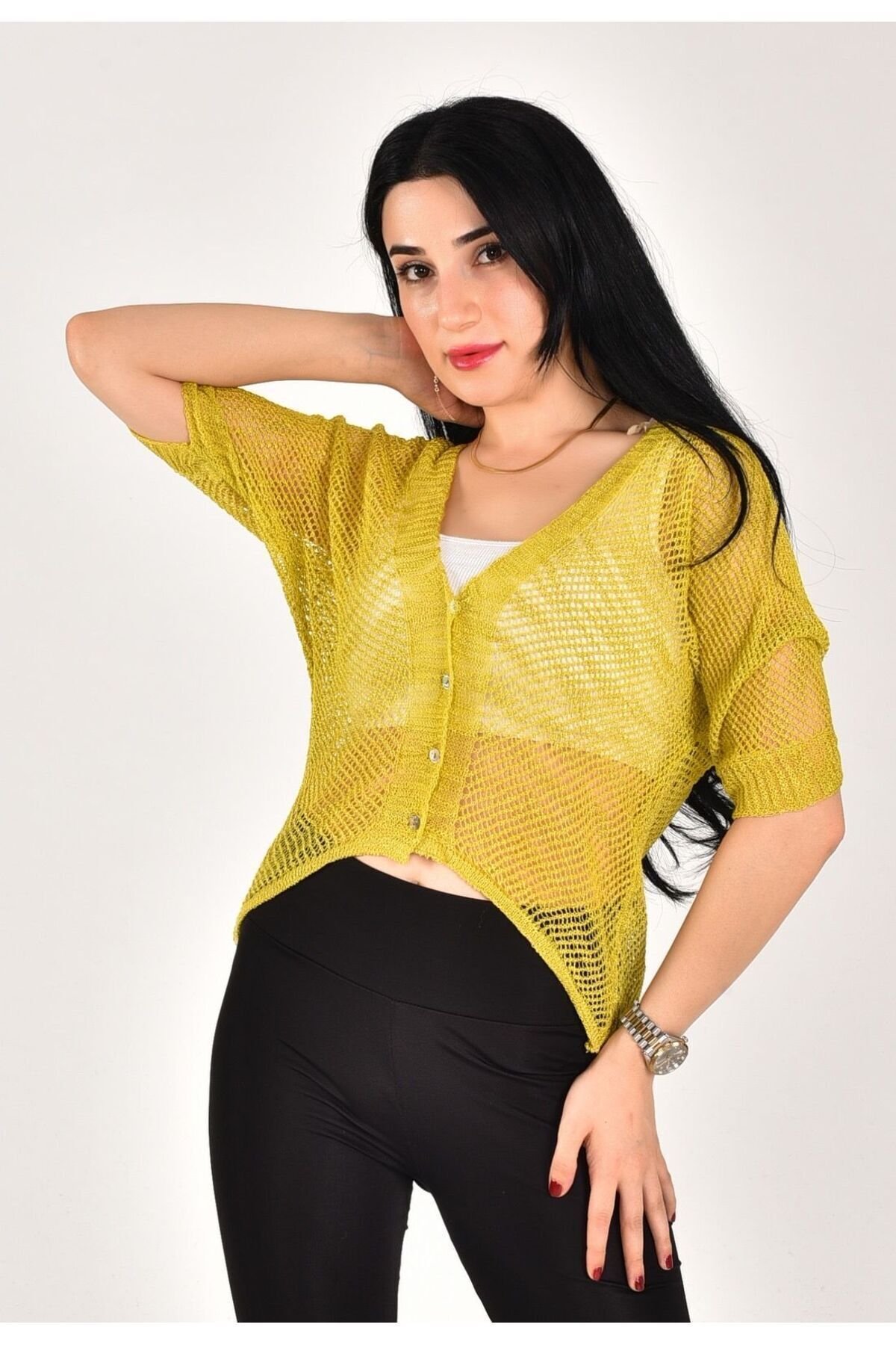 KADIN ÖRGÜ FİLELİ ÇEKET - 3