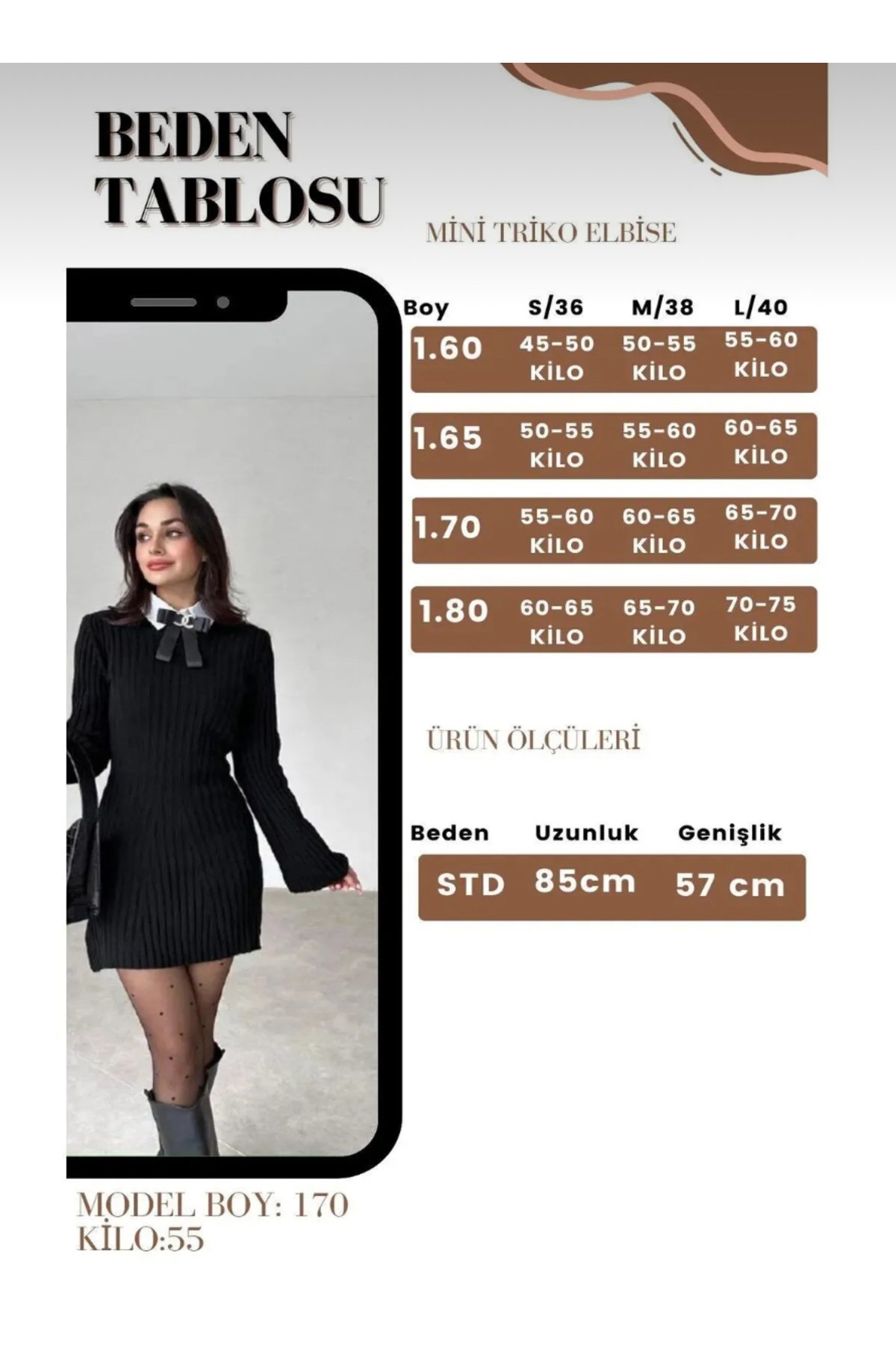 Kadın mini fitilli triko elbise - 4