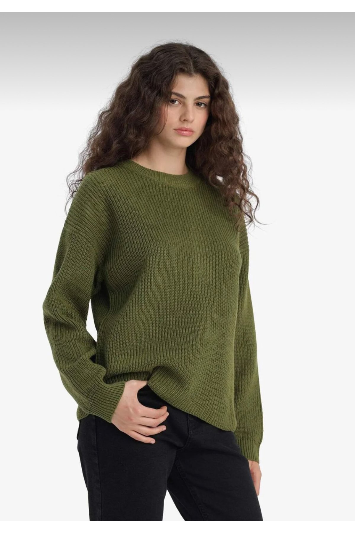 Kadın Regular Fit Triko Basic Selanik Örgü Kazak - 3