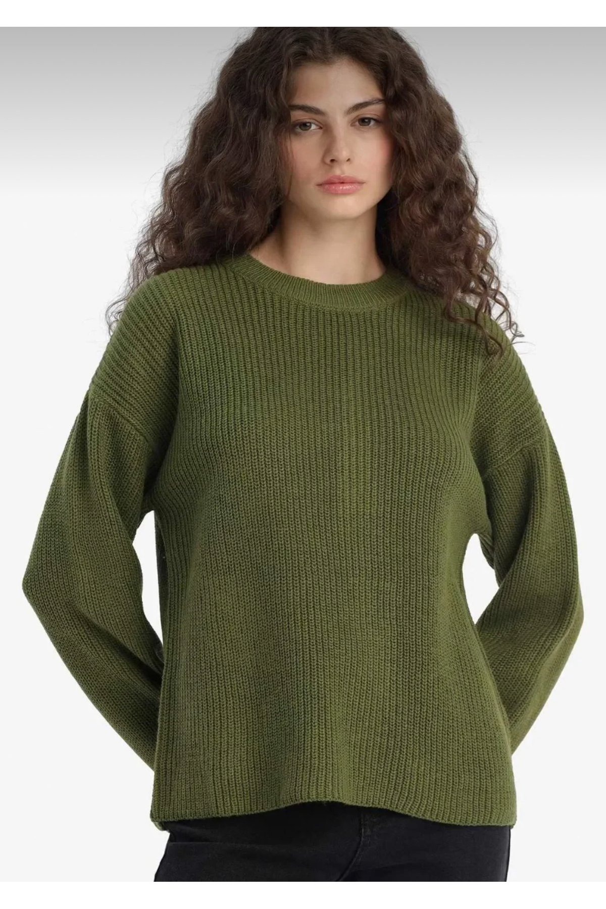 Kadın Regular Fit Triko Basic Selanik Örgü Kazak - 1