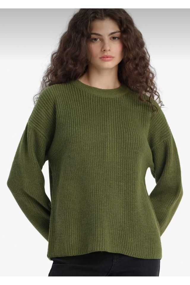 Kadın Regular Fit Triko Basic Selanik Örgü Kazak