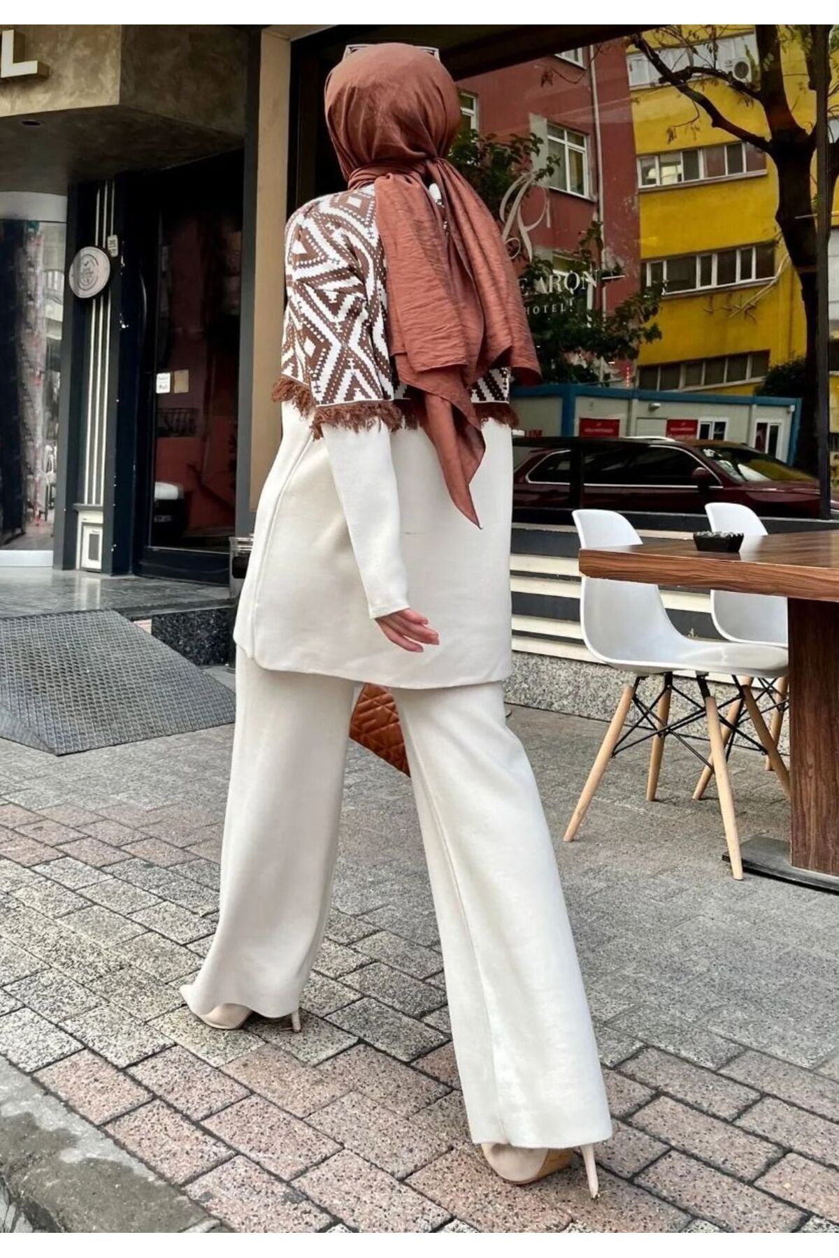 Kadın bej Triko Tunik Pantolon İkili Takım - 2
