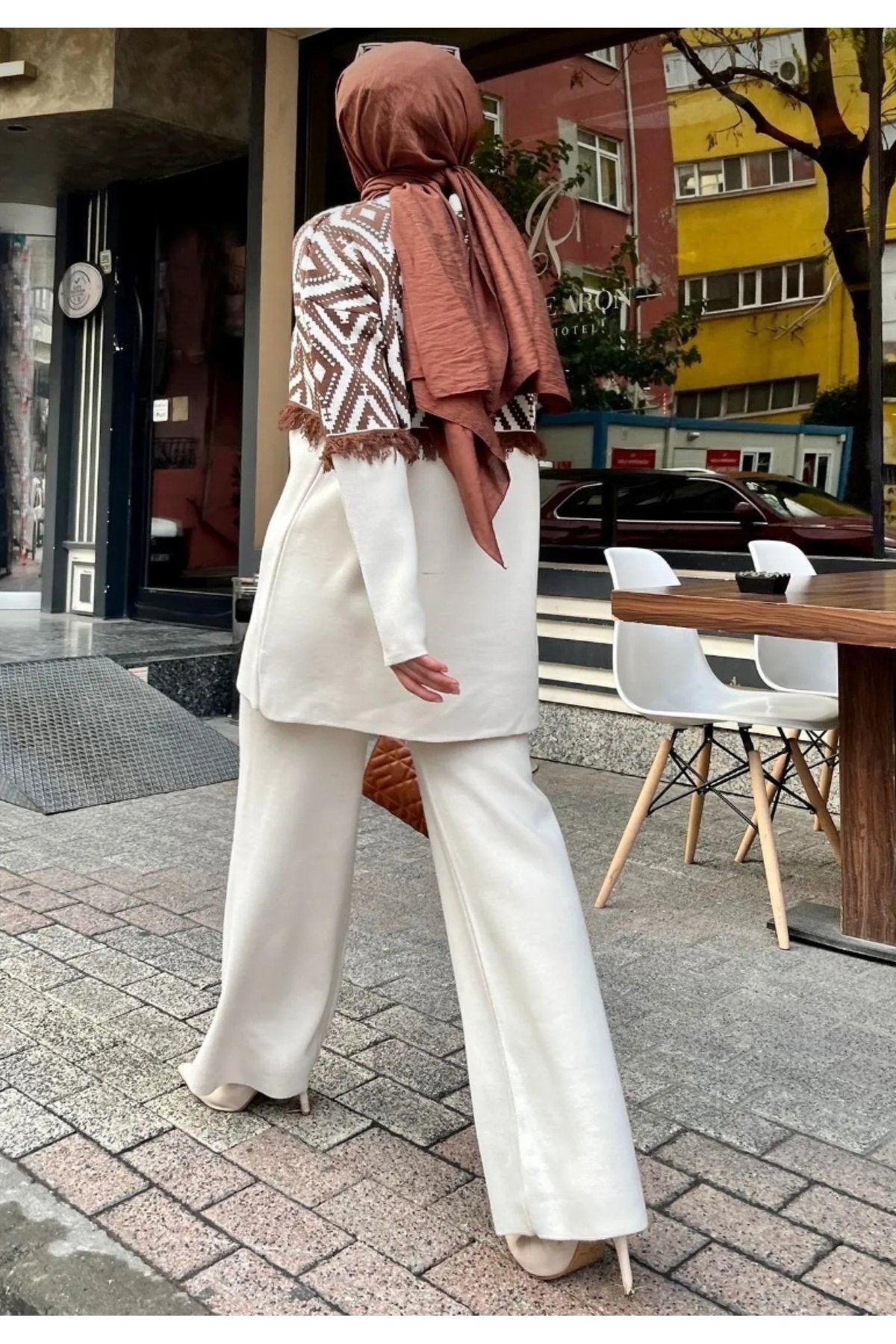 Kadın Bej Triko Tunik Pantolon İkili Takım - 3