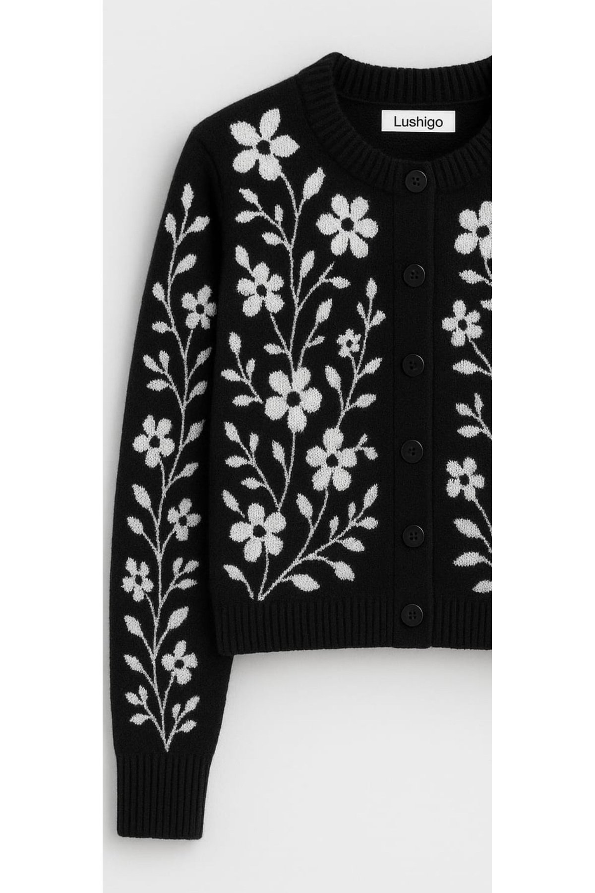 Kadin Cardigan Crop Örgü Desen Hirka 0011 - 6