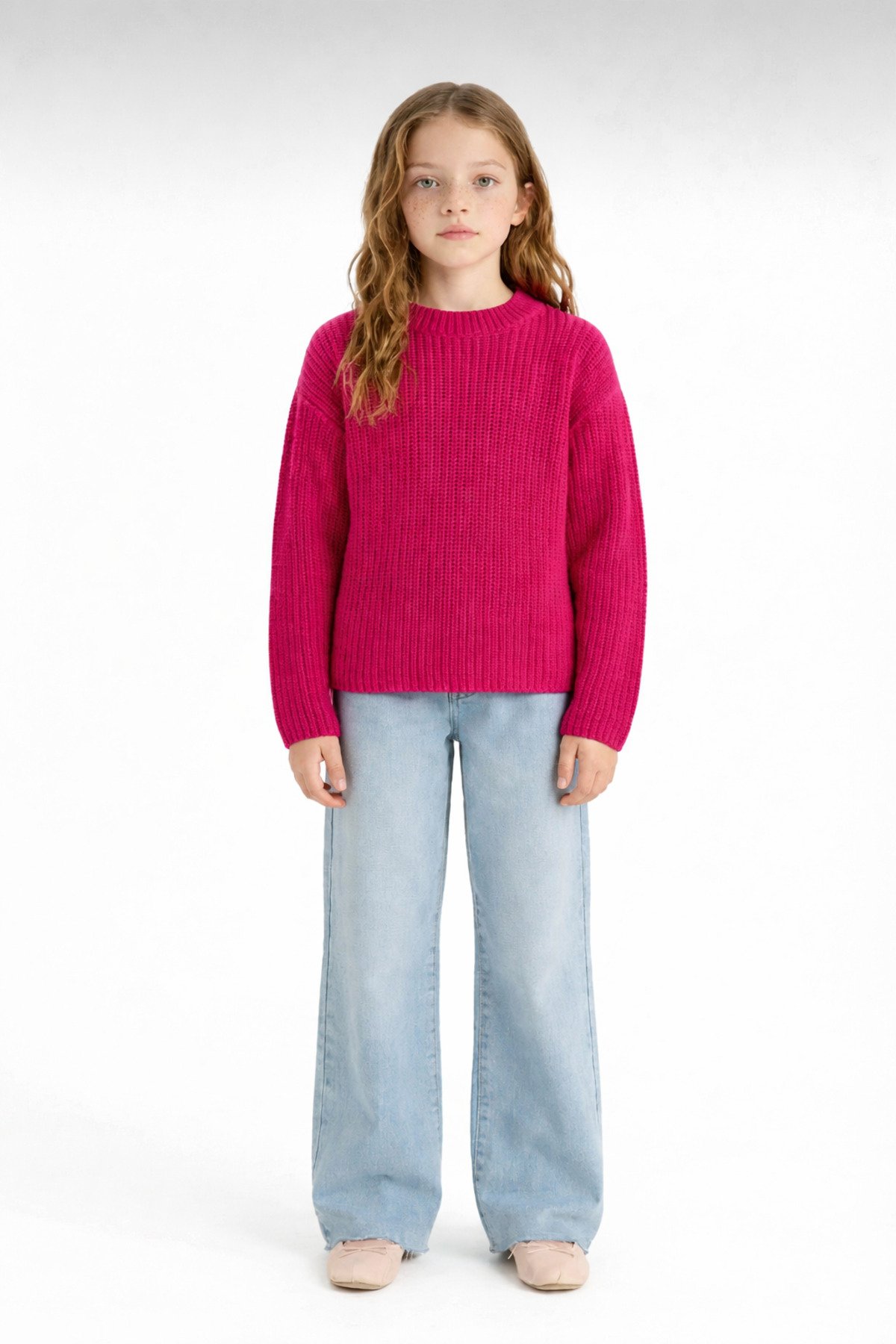 Unisex Çocuk Triko Bisiklet Yaka Selanik Örgü Kazak - 5