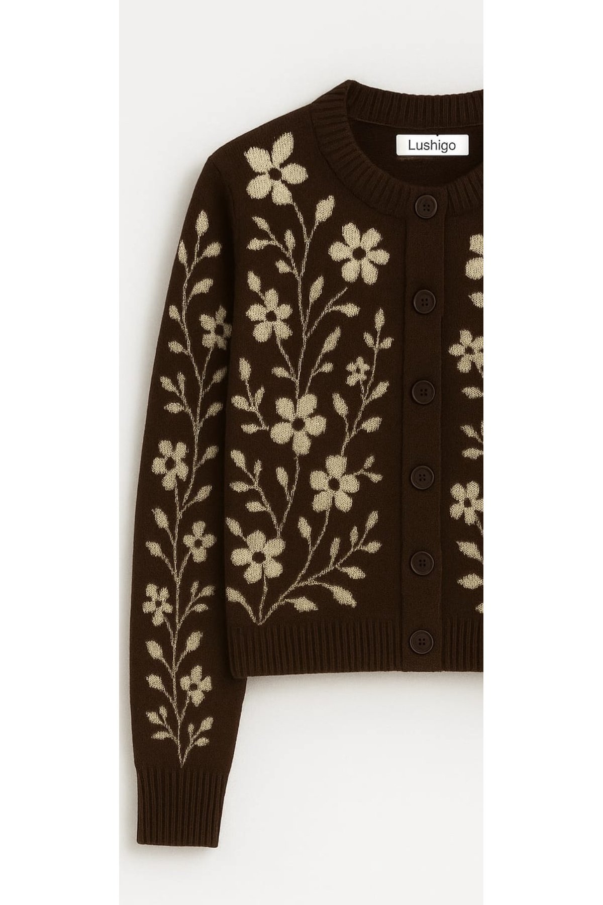 Kadin Cardigan Crop Örgü Desen Hirka 0011 - 2