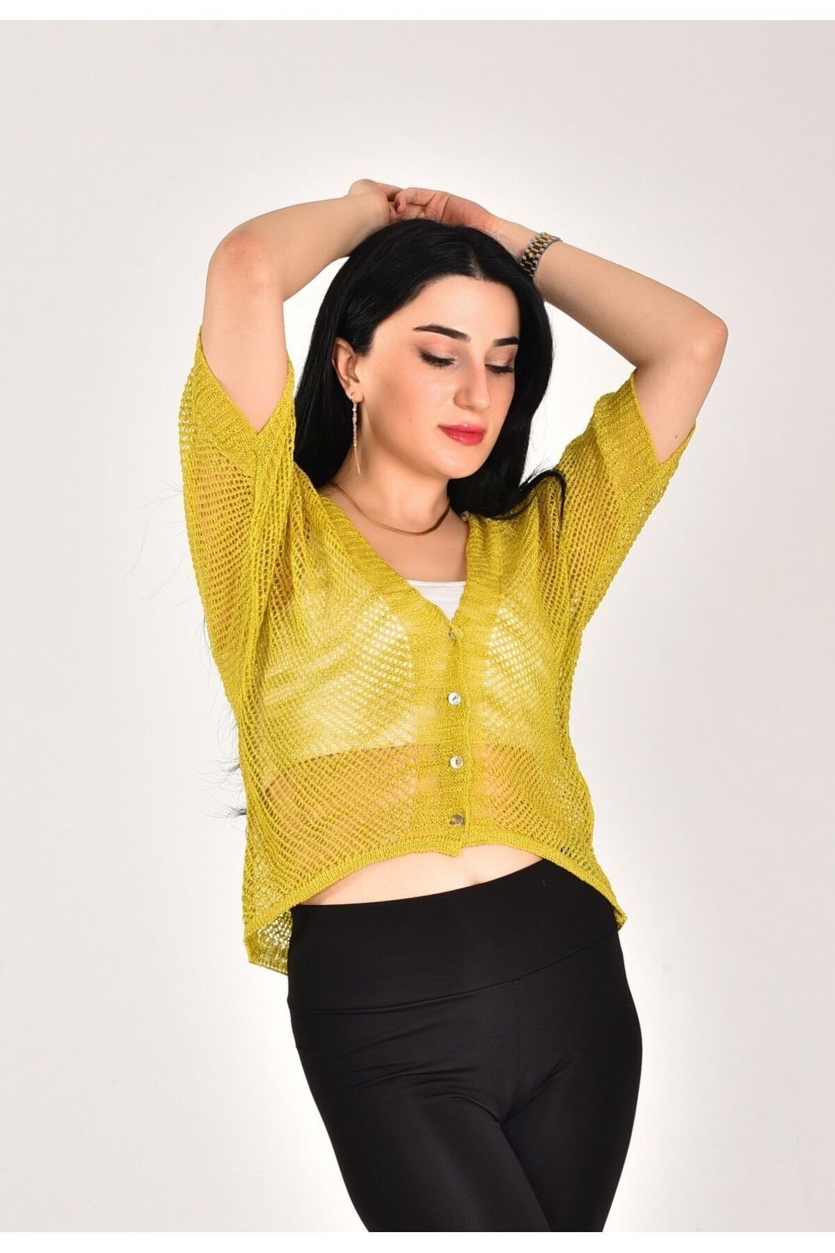 KADIN ÖRGÜ FİLELİ ÇEKET - 2