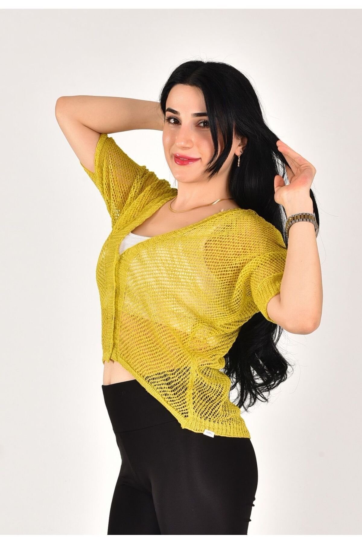 KADIN ÖRGÜ FİLELİ ÇEKET - 1